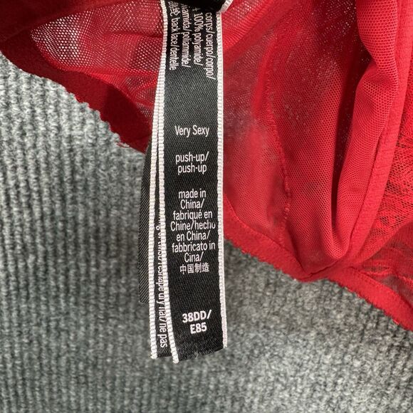 Victoria's Secret 38DD Very Sexy Shine Strap Push-Up Corset Top Bustier Bra Red - Picture 9 of 10